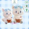 Gấu Bông Mèo Ôm Bánh Kem, Mèo Nơ Xanh Cầm Bánh Gato