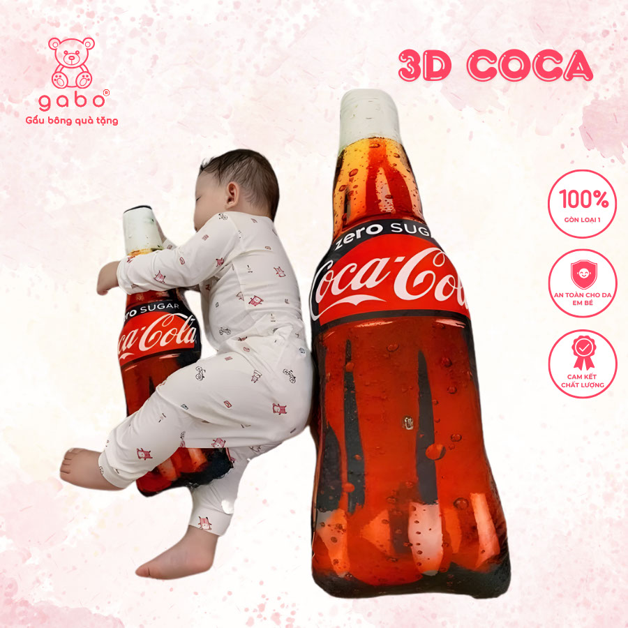 Gấu Bông 3D Hình Chai Coca - Gối Ôm 3D Chai Coca