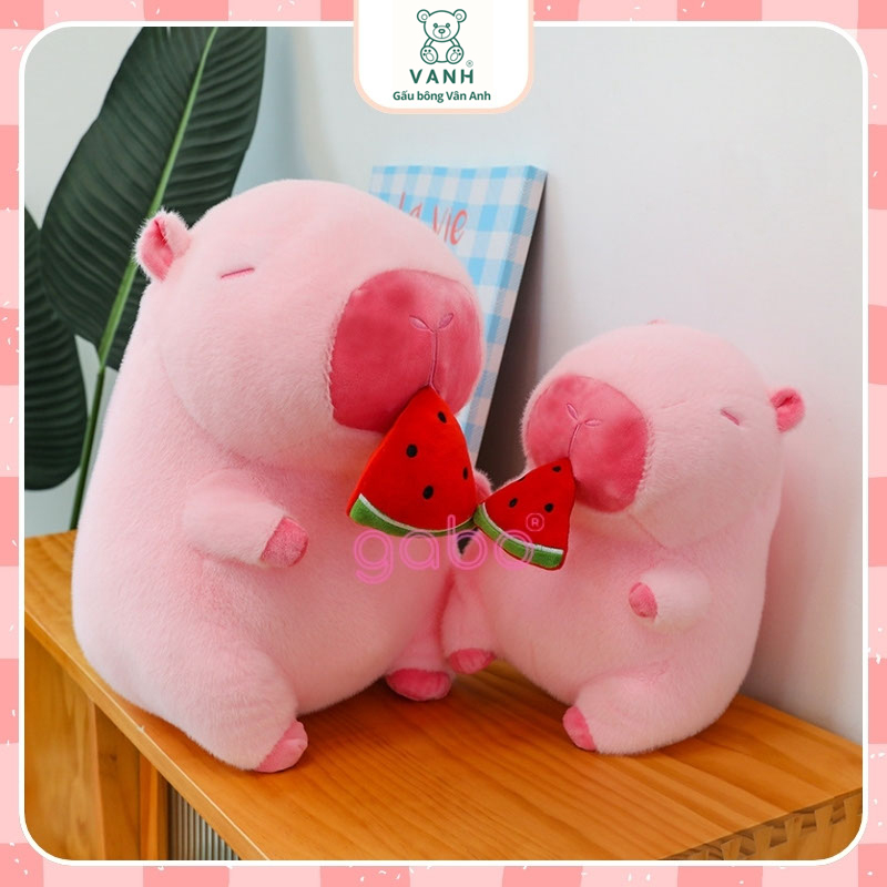 Xưởng sản xuất kinh doanh thú bông quà tặng Quảng Châu cao cấp Gấu Bông Capybara Hồng rút Dưa Hấu - Chuột Lang Ăn Dưa