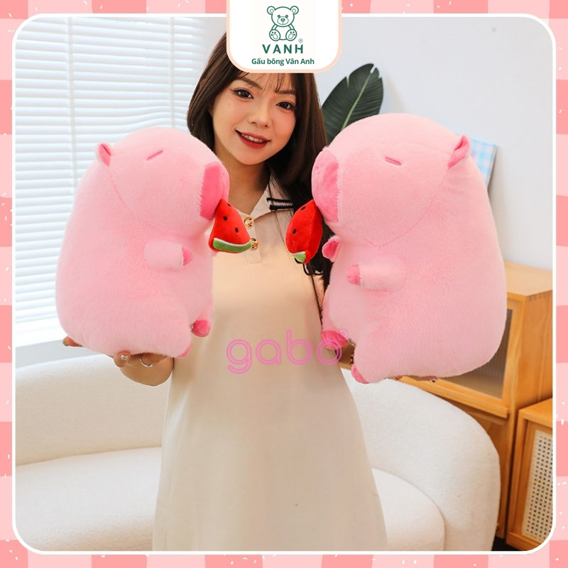 Xưởng sản xuất kinh doanh thú bông quà tặng Quảng Châu cao cấp Gấu Bông Capybara Hồng rút Dưa Hấu - Chuột Lang Ăn Dưa