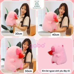 Gấu Bông Capybara Hồng rút Dưa Hấu - Chuột Lang Ăn Dưa 1xx 2 Gấu Bông Capybara Hồng rút Dưa Hấu - Chuột Lang Ăn Dưa