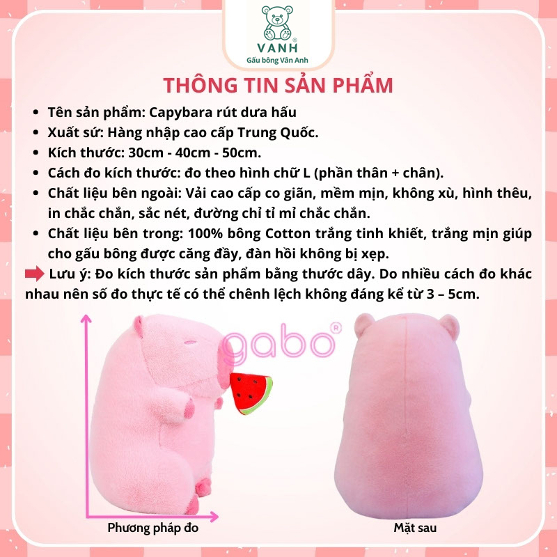 Xưởng sản xuất kinh doanh thú bông quà tặng Quảng Châu cao cấp Gấu Bông Capybara Hồng rút Dưa Hấu - Chuột Lang Ăn Dưa