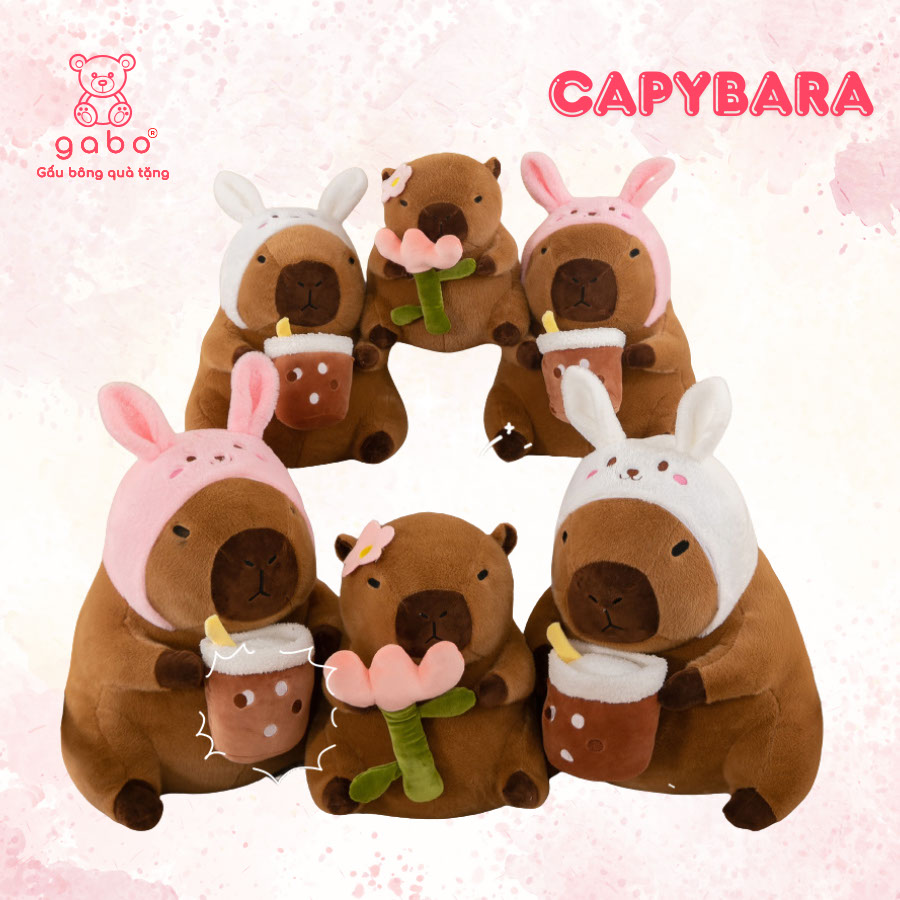 Gấu Bông Capybara Tai Thỏ Cầm Trà Sữa - Chuột Lang Mê Trà Sữa 9 Gấu Bông Capybara Tai Thỏ Cầm Trà Sữa - Chuột Lang Mê Trà Sữa