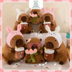 Gấu Bông Capybara Tai Thỏ Cầm Trà Sữa - Chuột Lang Mê Trà Sữa 5 Capybara Tai Thỏ Cầm Trà Sữa - Chuột Lang Mê Trà Sữa