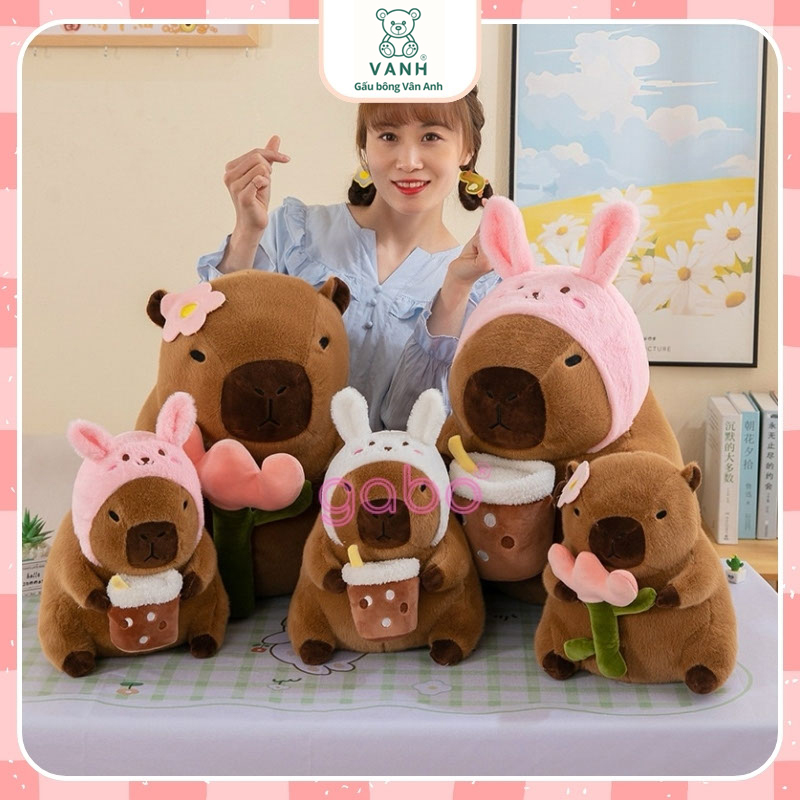 Gấu Bông Capybara Tai Thỏ Cầm Trà Sữa - Chuột Lang Mê Trà Sữa 11 Capybara Tai Thỏ Cầm Trà Sữa - Chuột Lang Mê Trà Sữa