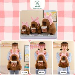 Gấu Bông Capybara Tai Thỏ Cầm Trà Sữa - Chuột Lang Mê Trà Sữa 1 Capybara Tai Thỏ Cầm Trà Sữa - Chuột Lang Mê Trà Sữa