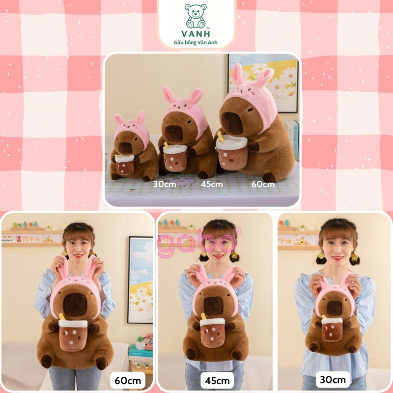 Xưởng sản xuất kinh doanh thú bông quà tặng Quảng Châu cao cấp Capybara Tai Thỏ Cầm Trà Sữa - Chuột Lang Mê Trà Sữa