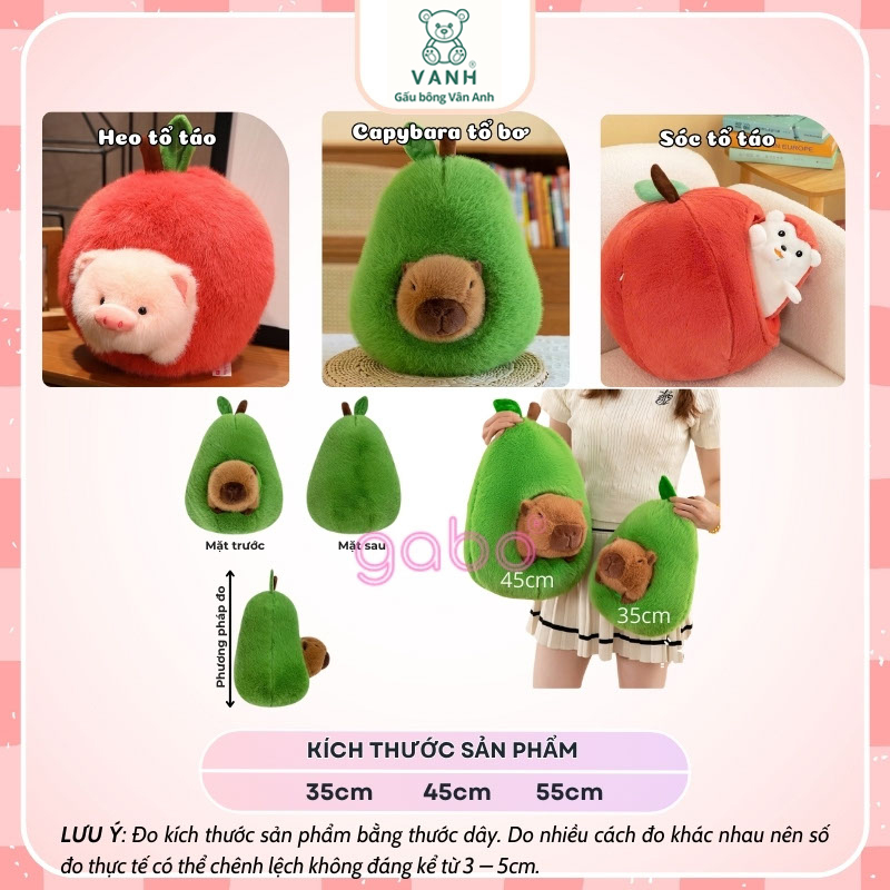 Gấu Bông Capybara Trong Quả Bơ – Heo Nhím Trong Quả Táo Đáng Yêu 11 Gấu Bông Capybara Trong Quả Bơ