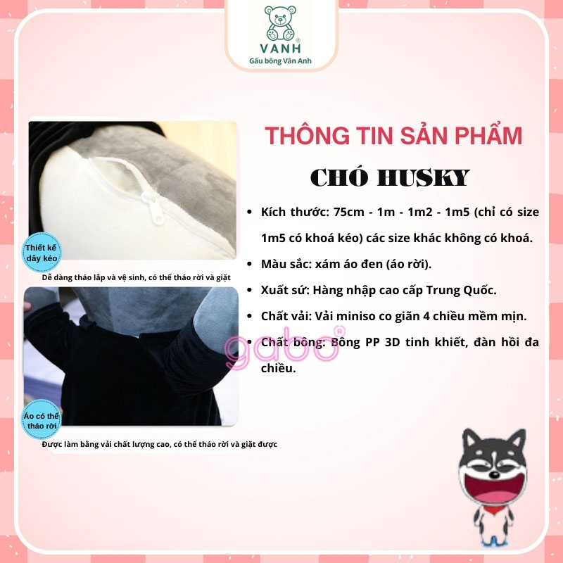 Xưởng sản xuất kinh doanh thú bông quà tặng Quảng Châu cao cấp Gấu Bông Chó Husky - Chó Ngáo Size 1M5