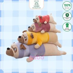 Gấu Bông Chó Pug Nằm cao cấp , Gối ôm chó pulldog mặt nhăn