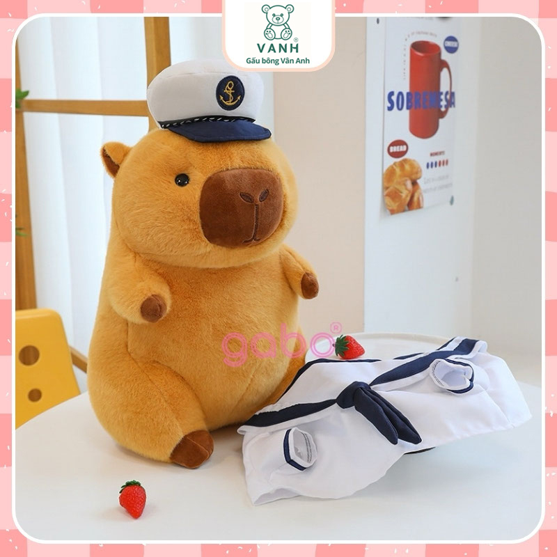 Xưởng sản xuất kinh doanh thú bông quà tặng Quảng Châu cao cấp Gấu Bông Capybara Thủy Thủ - Chuột Lang Mặc Đồ Hải Quân