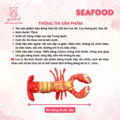 Gối Ôm 3D Tôm, Con Cua Hoàng Đế, Tôm Hùm Alaska - Gối Ôm Cho Bé Ngủ