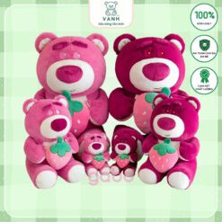 Gấu Bông Losto Dâu Ôm Quả Dâu Mặt Tròn - Gấu Dâu Lông mịn