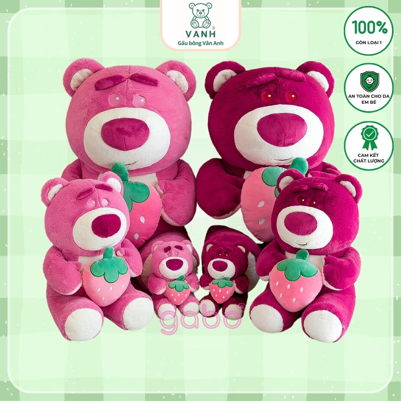 Gấu Bông Lotso Dâu Ôm Quả Dâu Mặt Tròn - Gấu Dâu Lông mịn 9 Gấu Bông Lotso ôm quả dâu, Gấu Bông Lotso Dâu Ôm Quả Dâu Mặt Tròn - Gấu Dâu Lông mịn