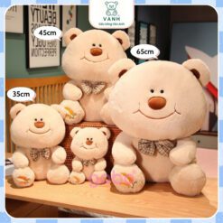 Gấu Bông Gấu Mặt Cười Cầm Bánh - Gấu Đeo Nơ 3 Gấu Bông Gấu Mặt Cười Cầm Bánh - Gấu Đeo Nơ