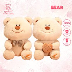 Gấu Bông Gấu Mặt Cười Cầm Bánh - Gấu Đeo Nơ