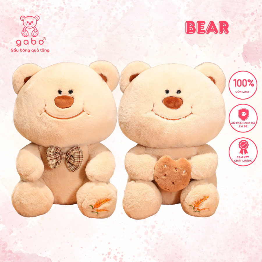 Gấu Bông Gấu Mặt Cười Cầm Bánh - Gấu Đeo Nơ 9 Gấu Bông Gấu Mặt Cười Cầm Bánh - Gấu Đeo Nơ