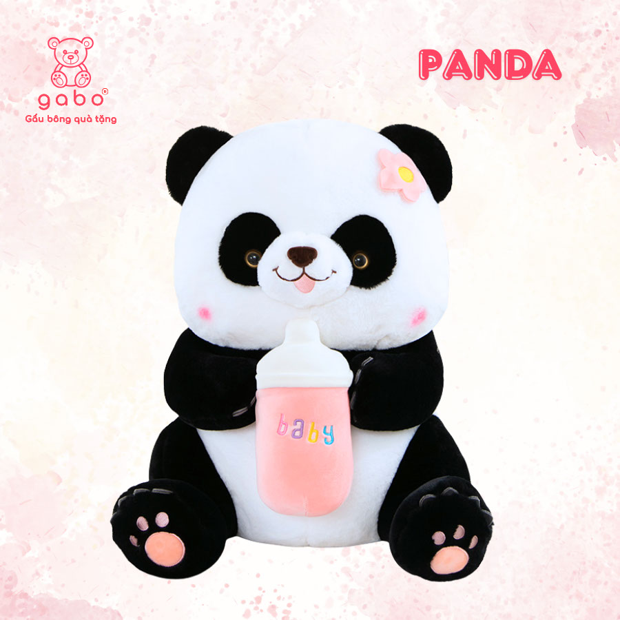 Gấu bông quà tặng gấu bông nhà làm gabo gấu bông q Gấu Panda Ôm Bình Sữa - Gấu Trúc Ôm Bình Sữa