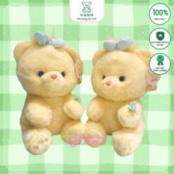Gấu bông Gấu Vàng Đeo Nơ Xanh Cute