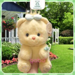 Gấu bông Gấu Vàng Đeo Nơ Xanh Cute - Gấu Vàng Đeo Nơ 1 Gấu bông Gấu Vàng Đeo Nơ Xanh Cute