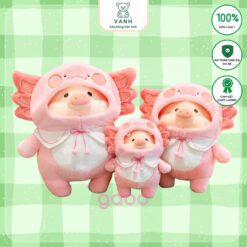 Gấu Nhồi Bông Heo Lulu Cua Hồng - Heo Mặc Áo Cua Cute