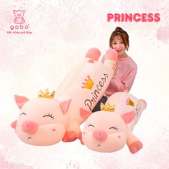 Gấu bông Heo nằm cánh tim Goodnight, Heo Vương Miện Princess size 1m1