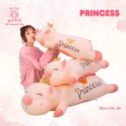 Gấu bông Heo nằm cánh tim Goodnight, Heo Vương Miện Princess size 1m1