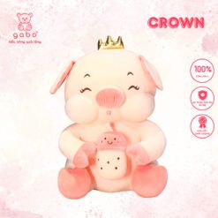 Gấu Bông Heo Vương Miện Mắt Híp Ôm Trà Sữa