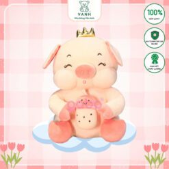 Gấu Bông Heo Vương Miện Mắt Híp Ôm Trà Sữa