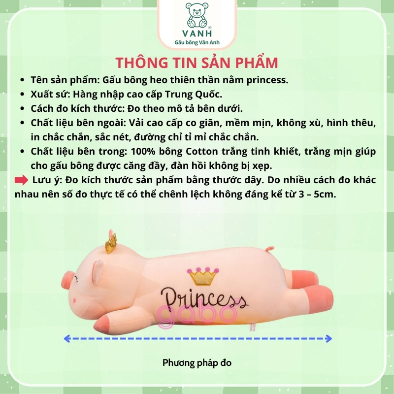 Xưởng sản xuất kinh doanh thú bông quà tặng Quảng Châu cao cấp Gấu bông Heo nằm cánh tim Goodnight, Heo thiên thần size 1m1