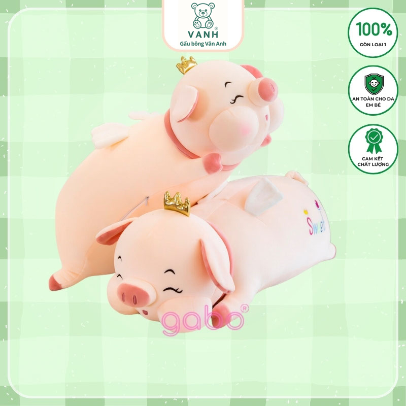 🐷 Gấu Bông Heo Vương Miện Nằm – Mẫu Quà Tặng Ngọt Ngào 17 Gấu Bông Heo Vương Miện Nằm
