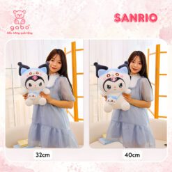 Gấu Bông Kuromi Trắng Đeo Túi - Kurumi Lốt Mèo Dễ Thương