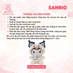 Gấu Bông Kuromi Trắng Đeo Túi - Kurumi Lốt Mèo Dễ Thương