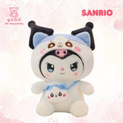 Gấu Bông Kuromi Trắng Đeo Túi - Kurumi Lốt Mèo Dễ Thương