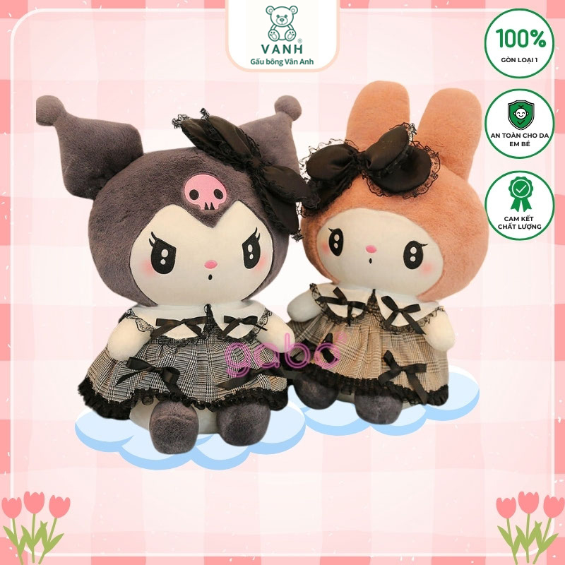 Gấu Bông Melody Mặc Váy Tiểu Thư, Kuromi Váy Ren Quý Tộc