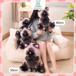 Gấu Bông Mèo Mun 3D Y Như Thật Siêu Mềm