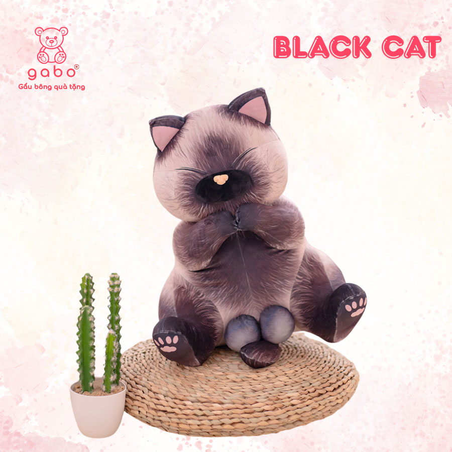 Gấu bông quà tặng gấu bông nhà làm gabo gấu bông q Gấu Bông Mèo Mun 3D Y Như Thật, Siêu Mềm Mại, Quà Tặng Troll Vui Nhộn