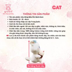 Gấu Bông Mèo Ôm Bánh Kem, Mèo Nơ Xanh Cầm Bánh Gato