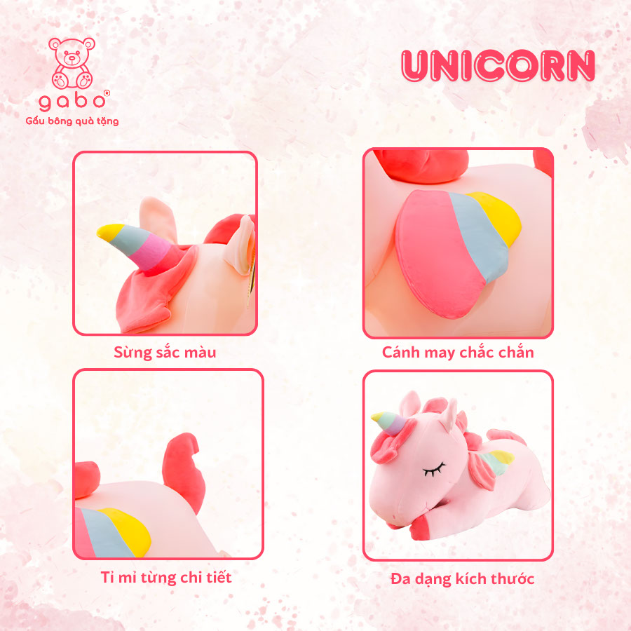 Gấu bông quà tặng gấu bông ngựa 1 sừng unicorn gabo Gấu Bông Ngựa Unicorn kì lân 1 Sừng