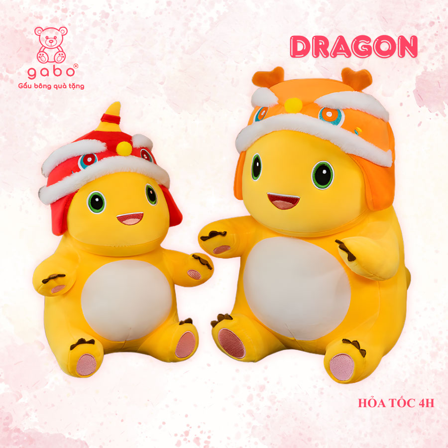 Gấu bông Rồng Vàng Vô tri là mẫu gấu bông cao cấp Gấu Bông Rồng Vàng Vô Tri - Rồng Sữa NaiLong Ôm Tim