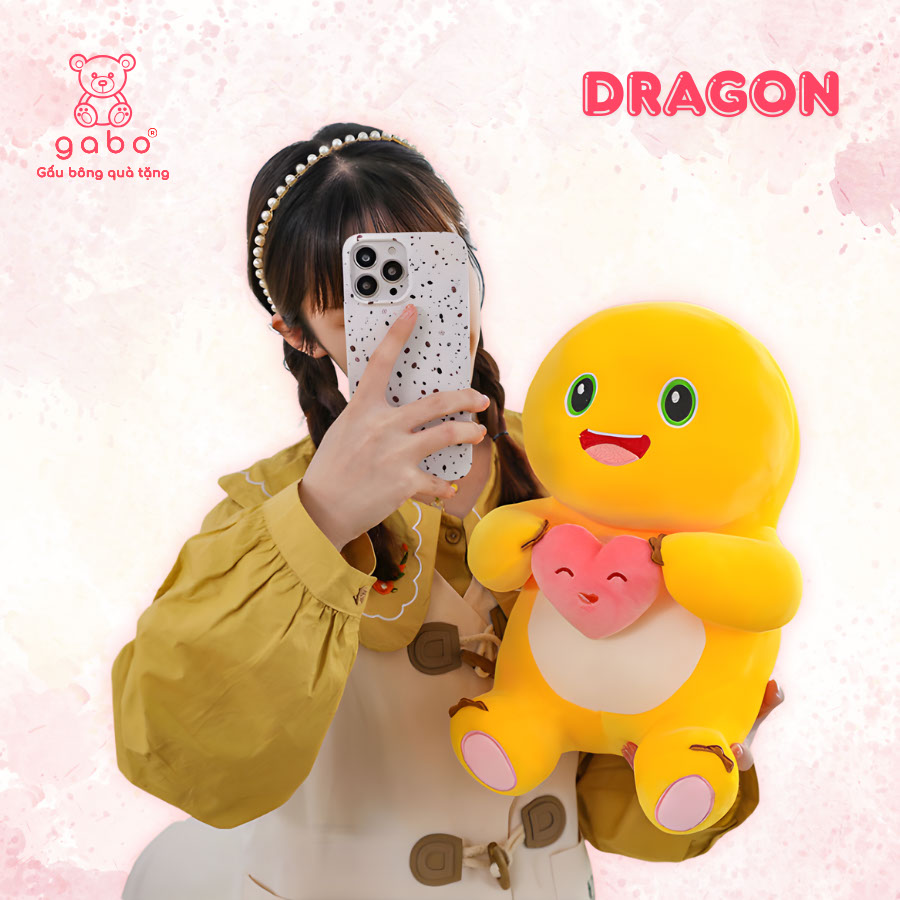 Gấu Bông Rồng Vàng Vô Tri - Rồng Sữa NaiLong Ôm Tim Gấu Bông Rồng Vàng Vô Tri - Rồng Sữa NaiLong Ôm Tim