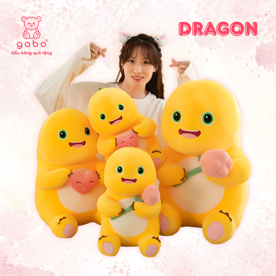 Gấu bông Rồng Vàng Vô tri là mẫu gấu bông cao cấp Gấu Bông Rồng Vàng Vô Tri - Rồng Sữa NaiLong Ôm Tim