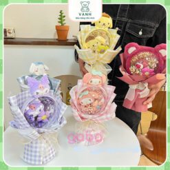 Bó Hoa Gấu Bông Set Bó Hoa Kèm Gấu 4 món