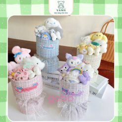 Bó Hoa Gấu Bông Set Bó Hoa Kèm Gấu 4 món