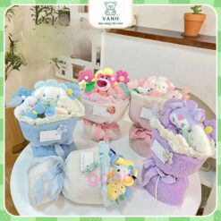 Bó Hoa Gấu Bông Set Bó Hoa Kèm Gấu 4 món