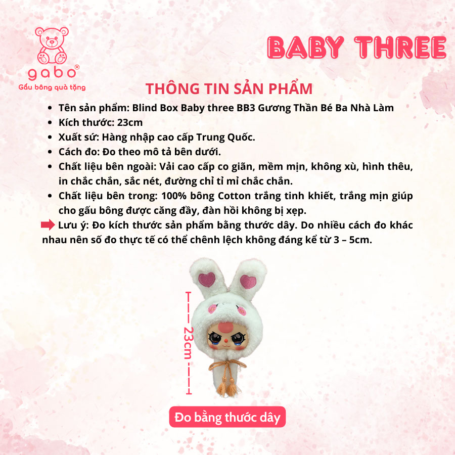Gấu bông quà tặng gấu bông baby three hải sản , gư Blind Box Baby Three Gương Thần VN - Bé Ba Gương Full Box