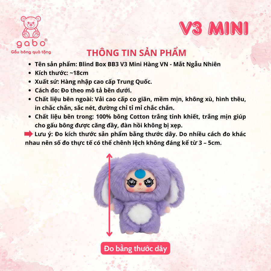 Gấu bông quà tặng gấu bông nhà làm gabo gấu bông q Blind Box Baby Three V3 Mini Hàng VN - Mắt Ngẫu Nhiên