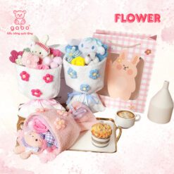 Bó Hoa Gấu Bông Set Bó Hoa Kèm Gấu 4 món