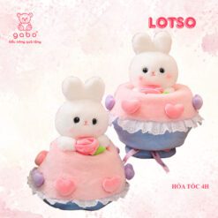 Bó Hoa Thỏ Bông 2in1 Đổi Được 2 Kiểu Kèm Túi Và Đèn