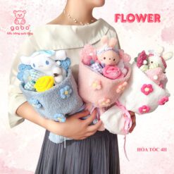 Bó Hoa Gấu Bông Set Bó Hoa Kèm Gấu 4 món